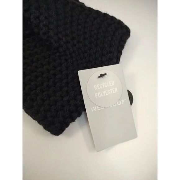 west loop Headband Black knit Front Criss Cross Solid Acrylic NWT - Picture 4 of 8
